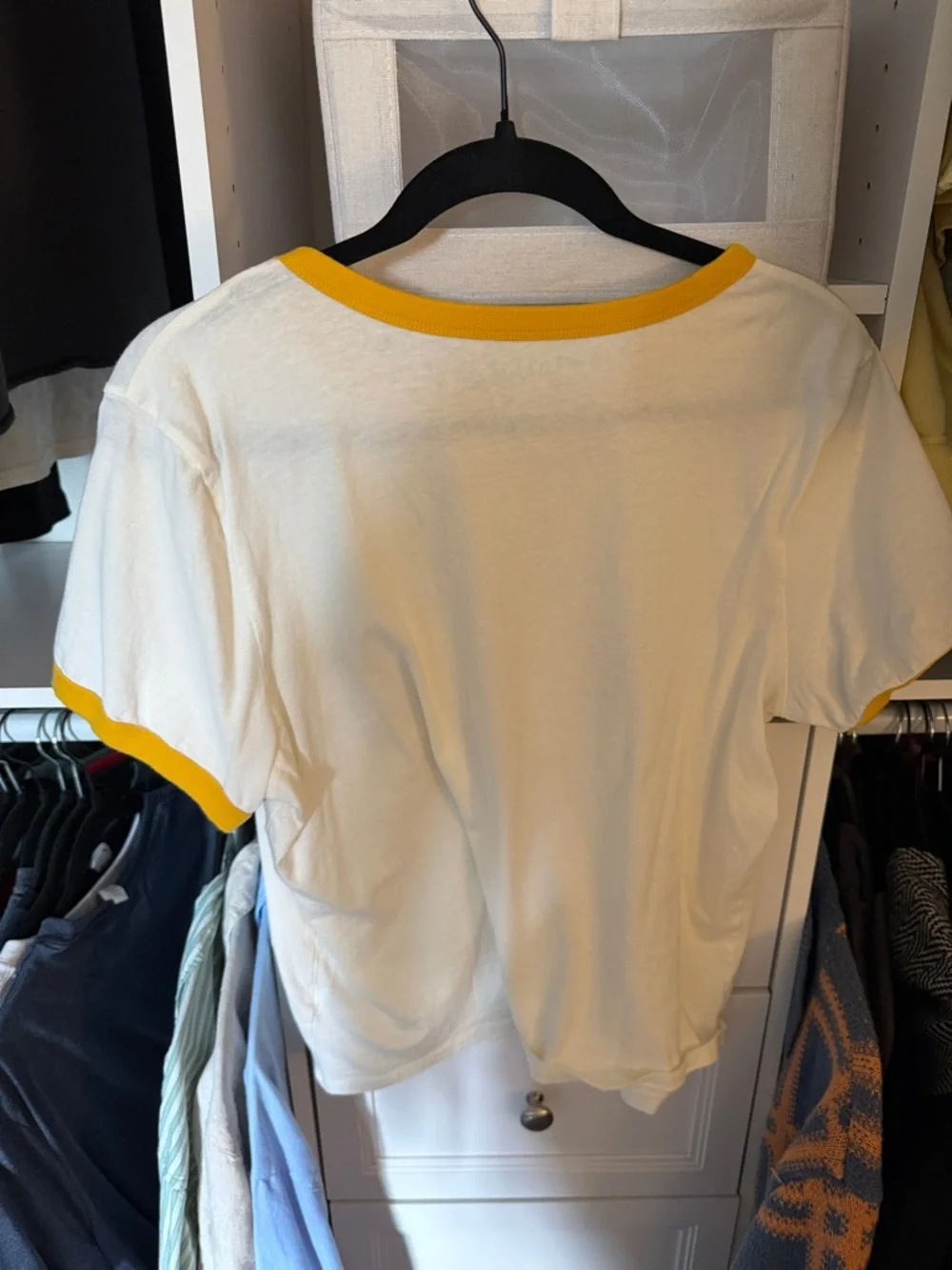 Old Navy Cream and Mustard Graphic Ringer Tee - Picture 2 of 3
